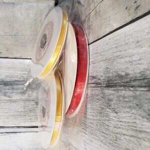 NWT - Red and Yellow Satin Ribbon (3 rolls)
